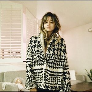 Free People Houndstooth Chunky Knit Cardigan